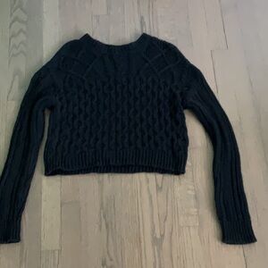 Cropped Black Cable Knit Sweater
